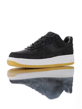 耐克Fragment Design x Nike Air Force 1 Premium 陈冠希凝结集团联名 内嵌Zoom气垫大底 空军一号经典低帮运动板鞋 黑丝绸+闪电