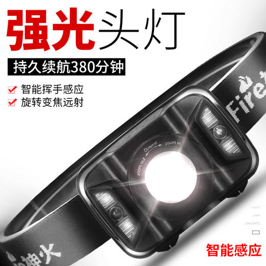 SUPERFIRE神火HL18头灯变焦强光夜钓感应led可充电户外超亮迷你钓鱼灯 商品图1