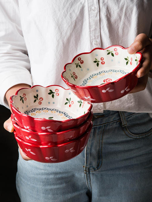 摩登主妇早餐碗陶瓷樱桃碗可爱沙拉碗麦片碗网红莓碗水果碗餐具 商品图0