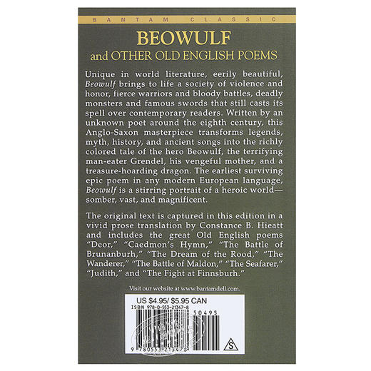 【中商原版】贝奥武夫 英文原版 经典文学 Beowulf and Other Old English Poems 商品图1