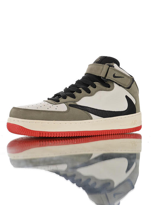 耐克Travis Scott x Nike Air Force 1 0'7 LV8 Low 倒勾倒钩空军一号板鞋 反钩深棕米白黑白黑反钩反‎钩‌橄榄绿米 商品图4