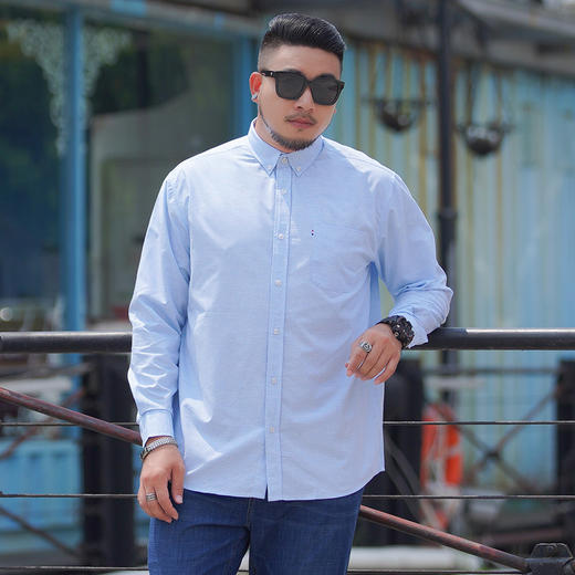 【新款DM】大依优型大码衬衣多色大码长袖衬衫男显瘦宽松透气上衣绅士休闲商务 商品图0
