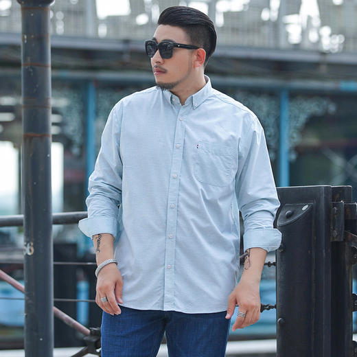 【新款DM】大依优型大码衬衣多色大码长袖衬衫男显瘦宽松透气上衣绅士休闲商务 商品图4