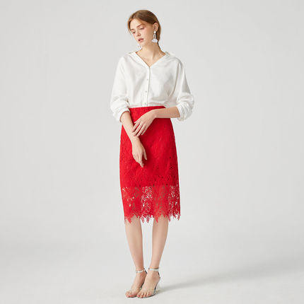 E191163143  时尚铅笔裙红色半身裙 商品图3