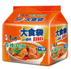 【亚欧超市】康师傅大食袋香辣牛肉面146g*5