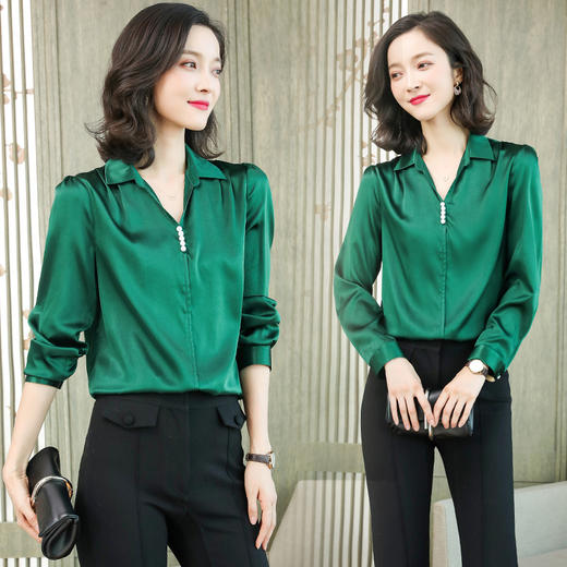 上海旗袍厂ASE-L6623    V领气质名媛真丝衬衫 商品图2