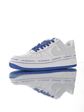 耐克ninterrupted x Nike Air Force 1 詹皇公司联名款 内置全掌air sole气垫 空军一号经典百搭休闲运动板鞋 白宝蓝签名涂鸦3M配色
