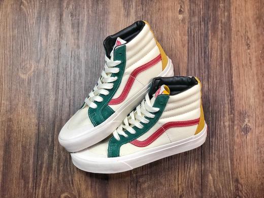Vans Vault OG Sk8-Hi  万斯 米白撞色高帮 真标硫化工艺 升级正确原装铝楦数据楦型 海外高端限定高端系列 老茱莉安硫化 红绿白三色撞色 VN0A38FWVZ0 商品图2