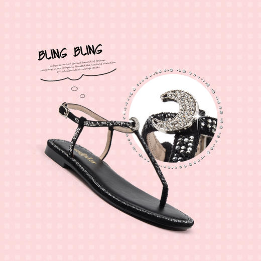 Safiya索菲娅商场同款夏季丁字式扣带平底夹趾凉鞋中空女鞋子SF92115087 商品图4