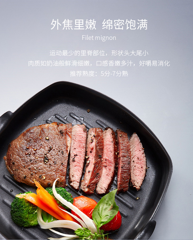 原切菲力牛排1片150g进口整肉原切不添加淀粉