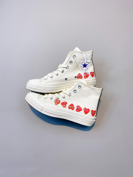 CDG Play x Converse 1970s  官方配色 高帮 发售正确小盒  正确PU蓝底 匡威川久保玲 Play爱心联名帆布鞋 原盒原标  多心 心 绿高 绿低 白高 白低 黑高 黑低 商品图0