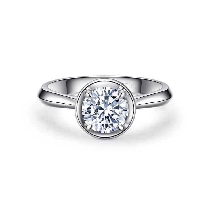 周大福 t-mark 守护一生 铂金镶钻石戒指 - 绵阳百盛微商城