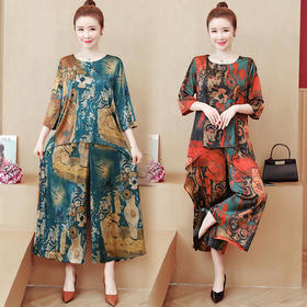 YHSS-jm137-8555新款民族风休闲阔腿裤两件套