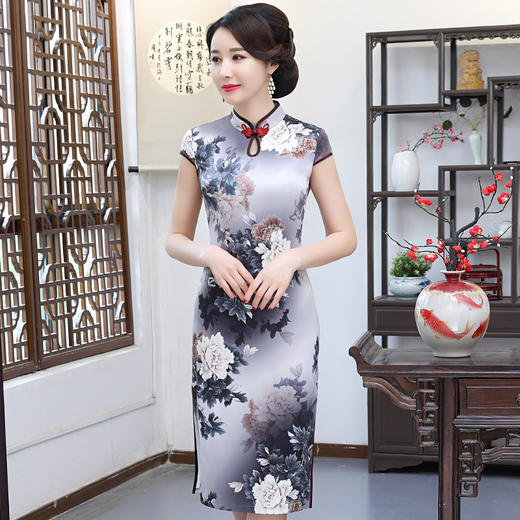 YCE-57春夏季中长款老上海复古改良新式旗袍连衣裙 商品图5