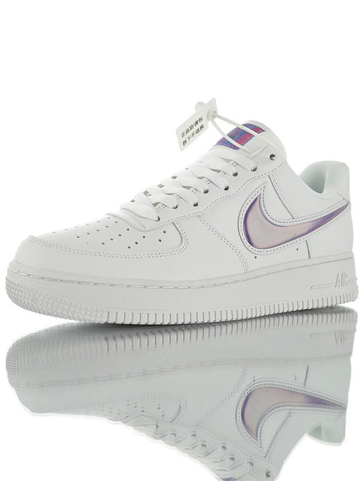 耐克Nike Air Force 1 07 LV8 采用牛剖层移膜革 内置全掌air sole气垫 空军一号经典百搭休闲运动板鞋 黑皮灰银渐变放大钩 商品图2