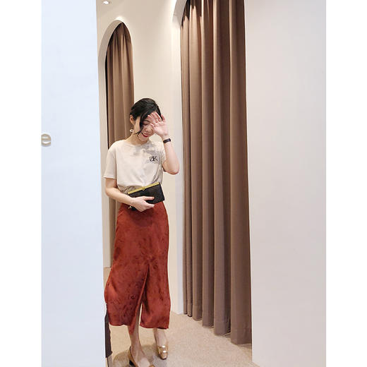 暗涌 花纹肌理感 鱼尾剪裁砖橙色半身裙 商品图1