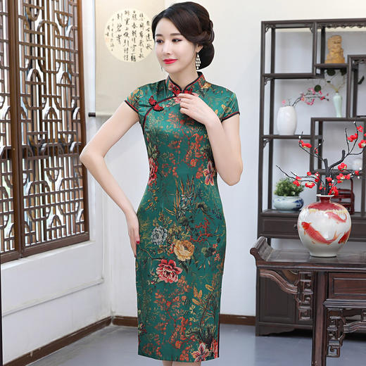 YCE-57春夏季中长款老上海复古改良新式旗袍连衣裙 商品图2