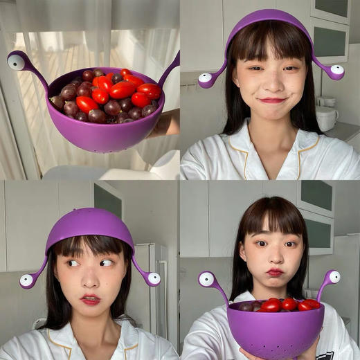 现代家用创意卡通塑料可过滤沥水筐洗蔬菜水果盆家用神器 商品图1