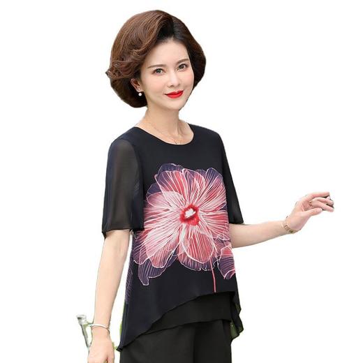 YCE-FLO-9021夏装新款时尚减龄洋气泫雅风圆领显瘦上衣 商品图4