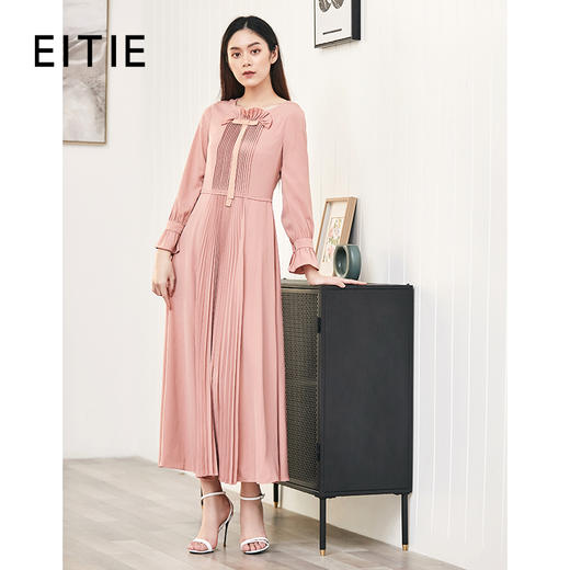 EITIE爱特爱品牌女装秋款优雅纯色日常婚宴礼服中长款A字裙5877509 商品图0