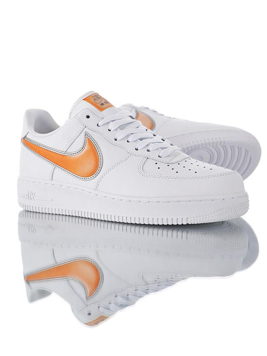 耐克Nike Air Force 1 07 LV8 3 "Oversize Swoosh April" 内置全掌air sole气垫 空军优质牛皮运动板鞋 白皮橙橘放大钩 商品图0