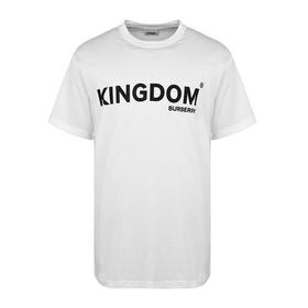 BURBERRY 巴宝莉 男士字母徽标印花棉质宽松圆领短袖T恤 白色 8010438 A1464