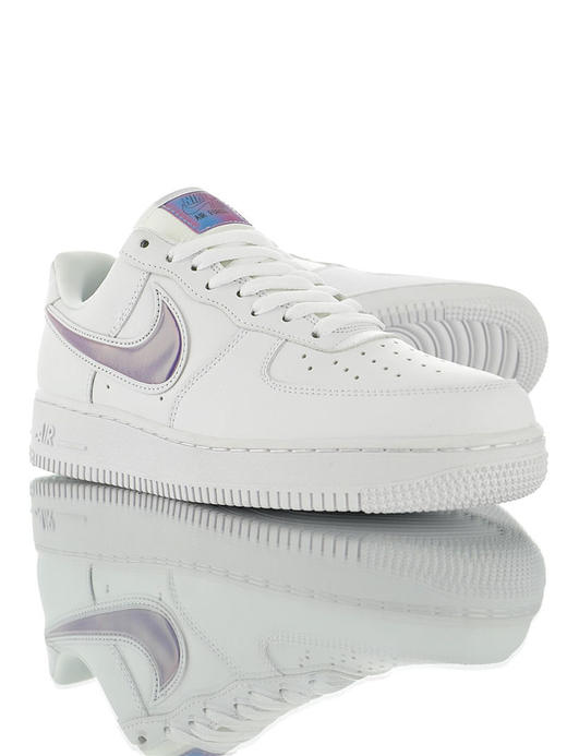 耐克Nike Air Force 1 07 LV8 采用牛剖层移膜革 内置全掌air sole气垫 空军一号经典百搭休闲运动板鞋 黑皮灰银渐变放大钩 商品图3