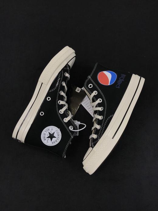 匡威百事可乐 Converse x Pepsi重磅联名  Chuck Taylor 1970S标志字母印花帆布鞋男女情侣板鞋，黑色 白色 高帮百搭真标硫化帆布板鞋。 商品图5