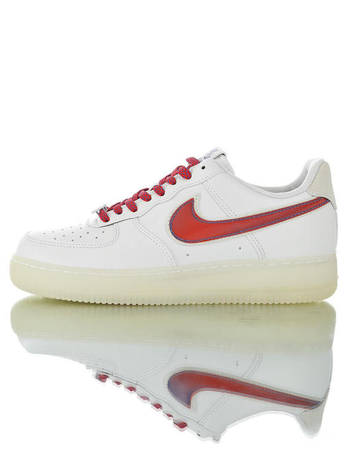 耐克Nike Air Force 1 “De Lo Mio” 原盒3副原色鞋带 原装渐变热感Swoosh钩 鸳鸯3M叠层反光 空军低帮经典百搭休闲运动板鞋 白皮渐变紫钩鸳鸯底透明白蓝红 商品图0