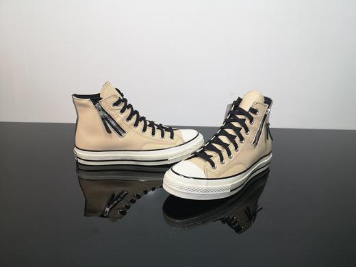 男女鞋真标硫化工艺#正确聚氨酯硅蓝PU中底「拉链设计系列」小麦色 黑色 166722C 尺码：35--44 商品图1