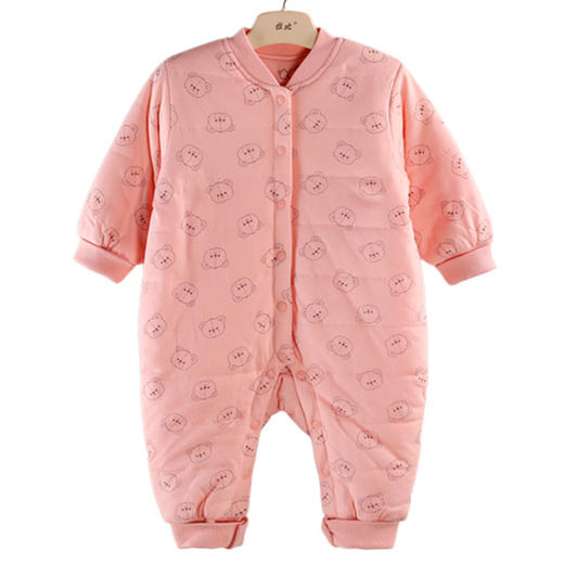 拉比-童衣类（冬）A7裥棉连体衣玫瑰红 商品图0