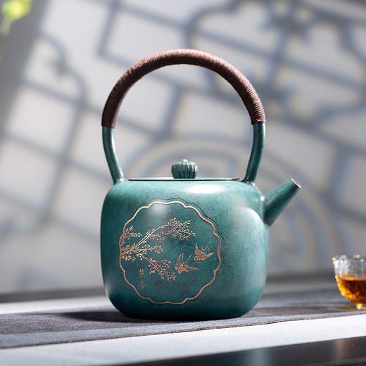 【一壶春色】朱炳·铜 紫铜 燕喜壶 新品非遗家居茶道手工铜壶 商品图3