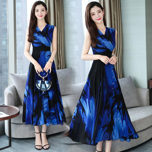 AHM-llgz202夏季长款无袖气质时尚超仙雪纺连衣裙 商品图3