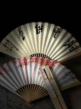 朱竹画扇（曹天文先生画，朱竹、9寸、成扇）