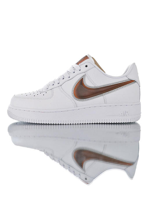 耐克Nike Air Force 1 07 LV8 3 "Oversize Swoosh April" 内置全掌air sole气垫 空军优质牛皮运动板鞋 白皮橙橘放大钩 商品图3