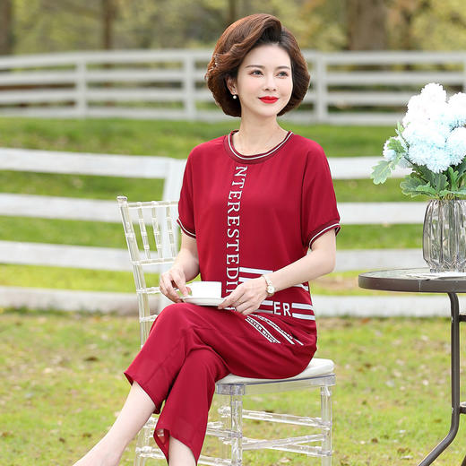 YCE-FLO-2053夏装新款洋气中老年短袖两件套 商品图0