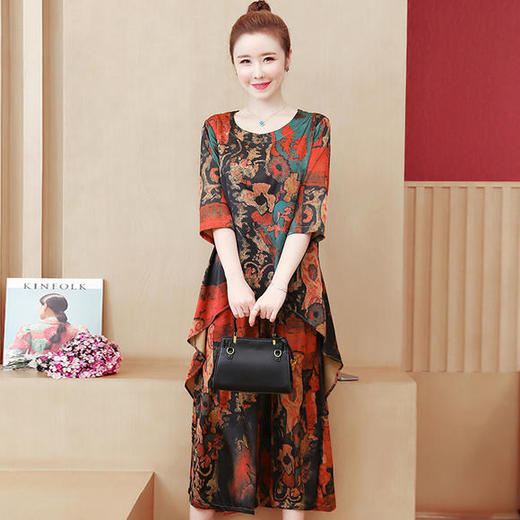 YHSS-jm137-8555新款民族风休闲阔腿裤两件套 商品图1