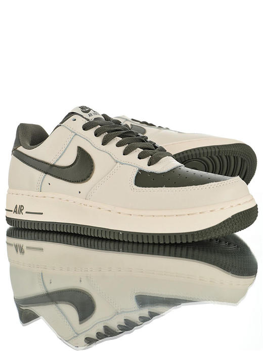 耐克Nike Air Force 1 '07 Low "Khaki Tarmac" 原模具开发打造 硬质牛剖层移膜革 内置全掌air sole气垫 皮革米白军绿 商品图3