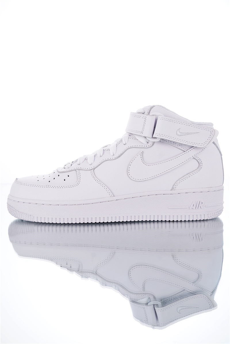 耐克Nike Air Force 1 Mid '07“Flax” 空军一号经典百搭休闲运动板鞋 白皮深蓝漆皮勾全白麦黄白红