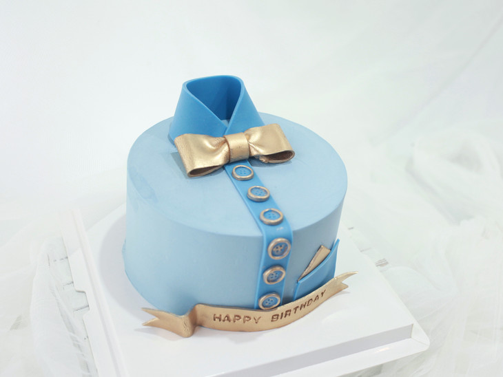 场景主题蛋糕系列翻糖蛋糕领结男士蛋糕绅士款蓝色系衬衫如图款式新鲜