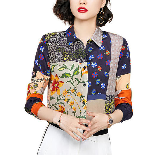 OY-208037新款长袖桑蚕丝真丝百搭气质衬衫上衣 商品图4