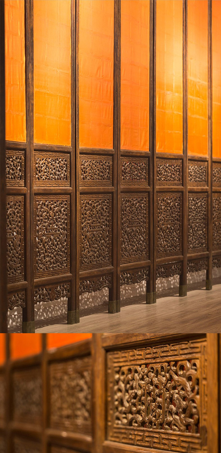 明代黄花梨透雕螭龙纹福禄寿十二扇围屏