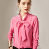 CL-Y2017-3春装新款蝴蝶结飘带玫红真丝衬衫 商品缩略图1