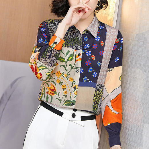 OY-208037新款长袖桑蚕丝真丝百搭气质衬衫上衣 商品图2