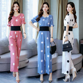 HRFS-WX53189新款波点V领两件套