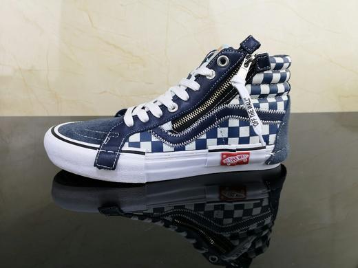 新一代解构Vans Vault Sk8-Hi Cap LX 解构主义高帮帆布板鞋 棋盘格 灰格子 白格子 蓝格子 质感十足的翻毛皮、拉链设计、粗犷的走线，都颇具辨识度  Size：40--44 商品图9