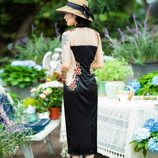 SYC-89384夏新款中国风复古刺绣气质时尚洋气旗袍连衣裙 商品图3