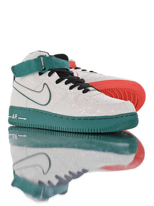 耐克Nike Air Force 1 High '07 LE 中国区篮球世界杯限定 采用反光革鞋面材质 内置全掌air sole气垫 耐克高帮运动板鞋 白绿红鸳鸯3M 商品图1