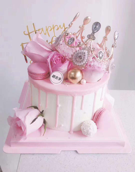 粉色玫瑰皇冠蛋糕m917