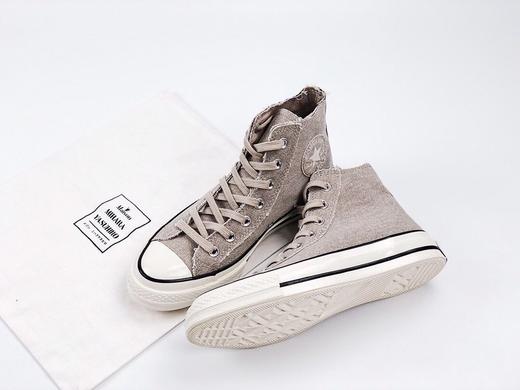 匡威 Converse Chuck Taylor All Star 做旧磨边水洗布复古高帮帆布鞋男女同款   颜色：草木灰 草绿 货号：164595C 号码：35-44 商品图1